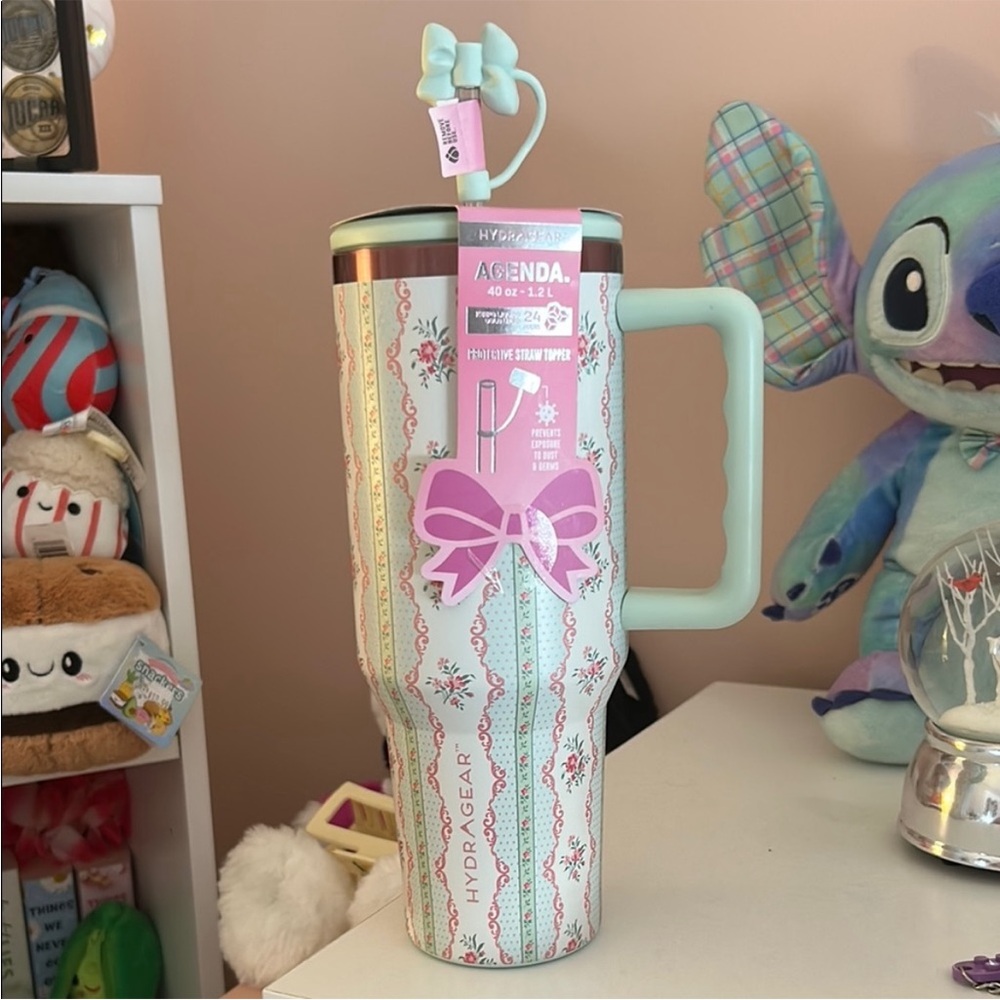 Floral Water Bottle - Mint and Pink